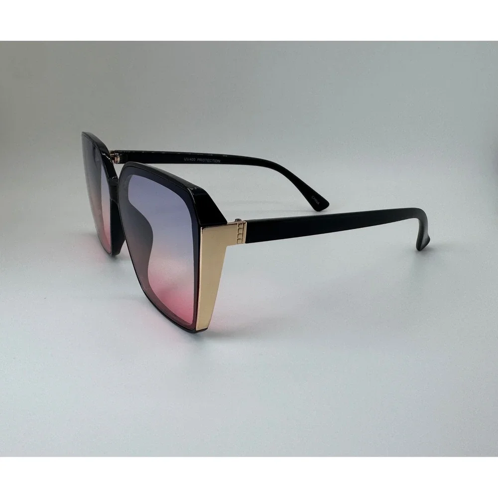 Oversized Square‎ Gradient Sunglasses Black Gold Blue Pink UV400